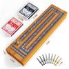 Wooden Cribbage Board Game Set  Continuous 3-Track Cribbage Board with Magnetic Lock & Large Storage, 9 Metal Pegs and 2 Decks of Cards  Portable Strategy Game for Travel & Game Nights view 4