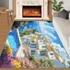 Santorini Ocean Horizon Area Rugs 4x5 - Cycladic Retreat Rug for Entryway, Coastal Landscape Washable Entry Way Rugs Kids Carpet for Inside House Playroom Living Room End Table Nursery view 2