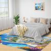 Santorini Ocean Horizon Area Rugs 4x5 - Cycladic Retreat Rug for Entryway, Coastal Landscape Washable Entry Way Rugs Kids Carpet for Inside House Playroom Living Room End Table Nursery view 4