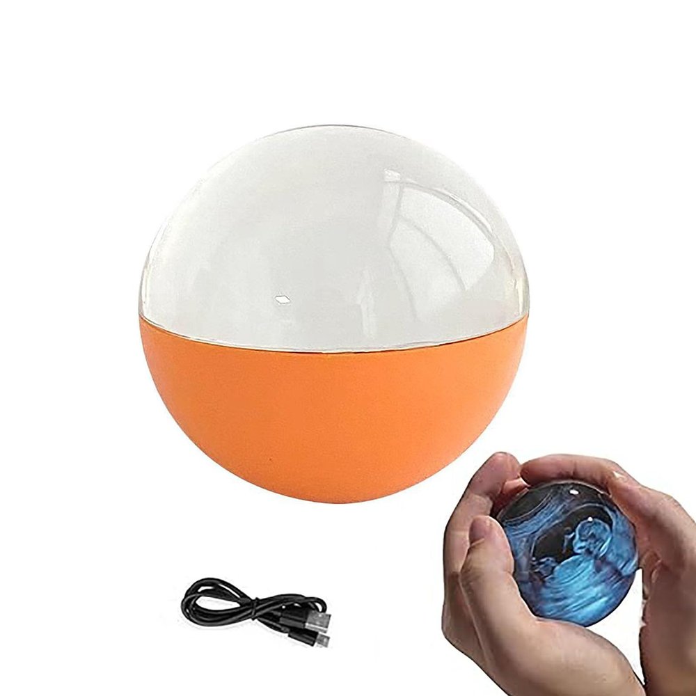 Crystal Ball Video Player, Crystal Ball with Digital Electronic Display, can Upload Videos and Photos (Orange)