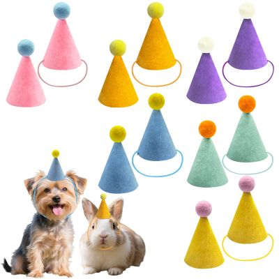 12 Pcs Colorful Mini Party Hats for Stuffed Animals, Birthday Party Felt Cone Hat for Cat Dolls Dog Rabbit Puppies Birthday Party Decorations