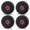 SERBNOPG RC Tires Hub Wheel for Trx4m for Axial for SCX24 1/18 1/24 Aluminum 1.0 Inch Wheel Rim Tires RC Crawler Car 4pcs 1.0 Soft Rubber Upgrade Accessories Parts(Red) view 1