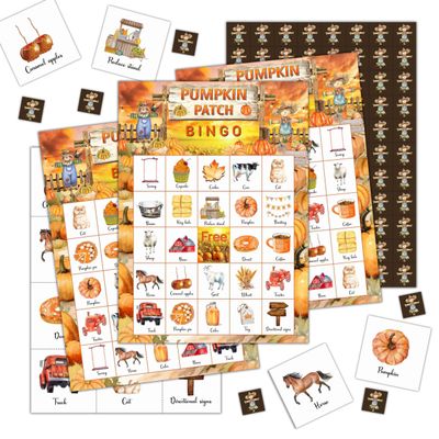 GYNNCRIO Thanksgiving Pumpkin Bingo Games for Adults, Fall Harvest Festival Bingo Card Game, Thanksgiving Gifts for Family Friends, Holiday Party Activities Supplies, 02