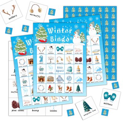 GYNNCRIO Winter Bingo Games for Adults, Snowman Themed Bingo Card Game, for Family Friends, Holiday Party Activities Supplies, 05