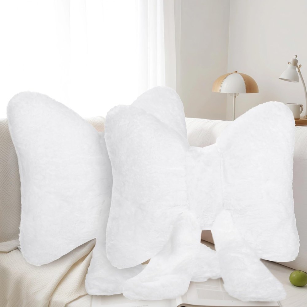 2 Pcs Stylish Bow-Shaped Pillows, Comfortable Plush Decor for Bedroom and Sofa, Ideal for Office Chairs