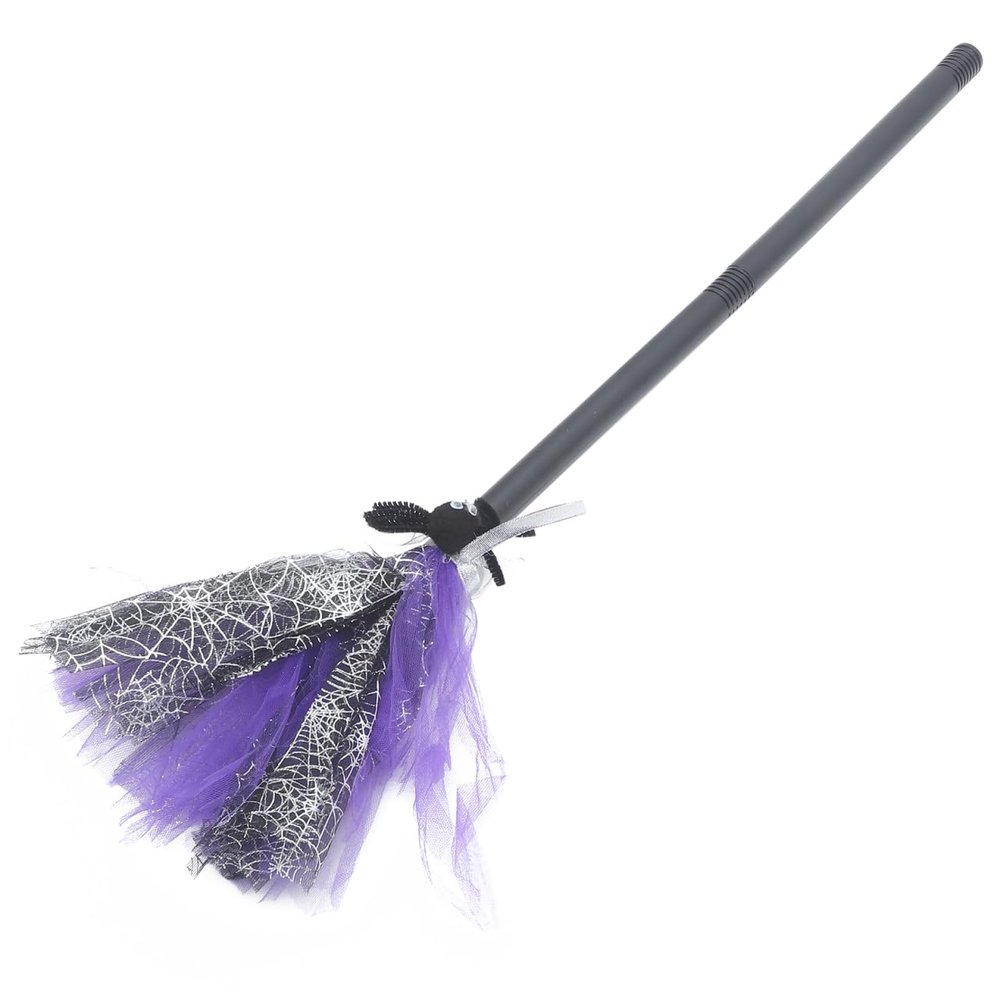 Kisangel 1pc Halloween Witch Broom, Purple Broom Prop for Kids, Cosplay Witch Accessory, 29. 92 Inch, Party Decoration