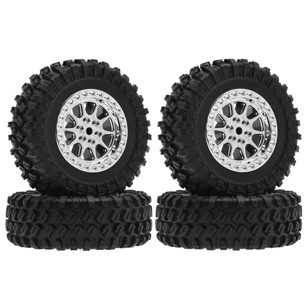 Rc car Tires Wheels Rims Compatible with MN D90 MN98 for MN99S for MN82 for WPL C14 C24 C34 B14 B24 RC Car Upgrade Parts Accessories 4pcs 70mm Tire Tyres Wheel(Silver)