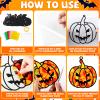 32 Sets Fall Halloween Pumpkin Suncatchers Craft Kit DIY Window Stained Glass Effect Halloween Pumpkin Paper Craft Home School Classroom Decoration Kid Birthday Gift Creative Art Project Activity Game view 3