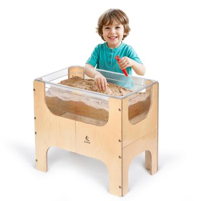 KRAND See-Through Small Water & Sand Sensory Table for Kids w/Transparent Tub for Tactile Play & Learning  Perfect for Home, Classroom & Daycare