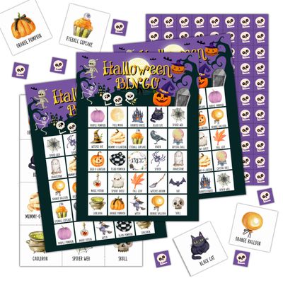 GYNNCRIO Halloween Bingo Games for Adults, Pumpkin Themed Bingo Card Game, for Family Friends, Holiday Party Activities Supplies, 06