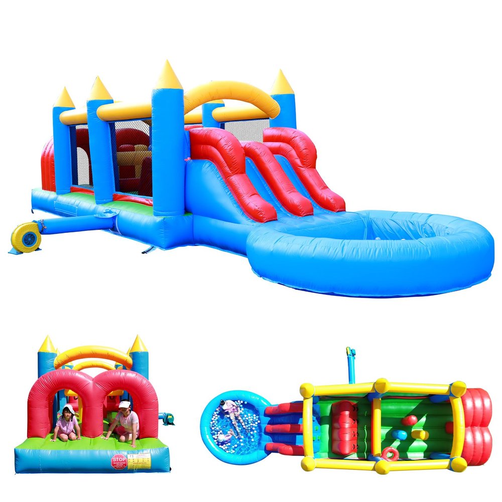 Commercial Bounce House for Big Kids,(100% PVC) 30FT(L) Inflatable Obstacle Course for Adult with Blower,Dual Racing Slides,Climbing,Obstacles Great for Backyard Lawn Party-30x7.9x7.9FT