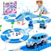 Frozen Race Track Toys for Girls Ages 3-8, 224 PCS Princess Castle Car Toys with Magic Bendable, 2 Monster Truck, Flexible DIY Track Set, Christmas Birthday Gifts for 3 4 5 6 7 8 Year Olds Toddler Kid view 1
