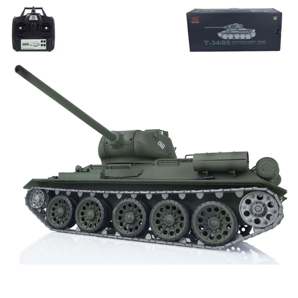 TOUCAN RC HOBBY Pro.Edition RTR Henglong 2.4Ghz 1/16 TK7.0 Upgraded Metal Soviet T34-85 I RC Tank 3909 360 Turret BB Airsoft Smoke Effect IR Battle with Sticter