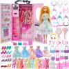 122 Pcs Doll Closet Playset with 11.5 Inch Dolls, Clothes and Accessories, Include Wardrobe Princess Dresses Shoes Bags Hangers Other Accessories, Dress Up Toys for Girls, Kids, Toddlers (Pink) view 1