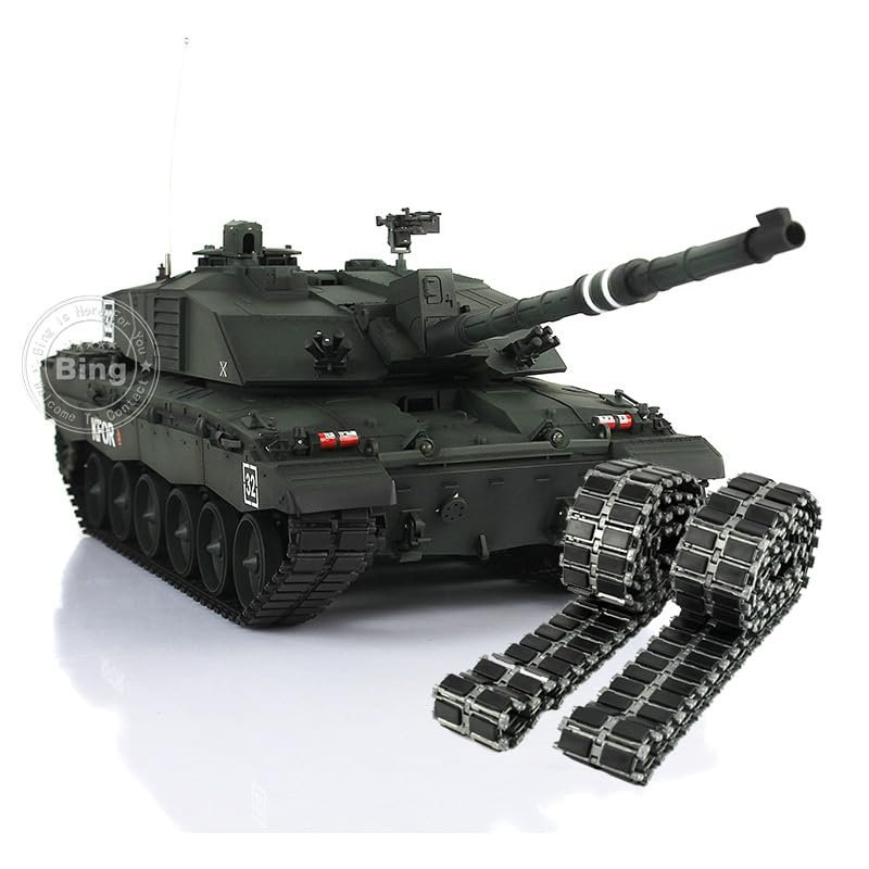 TOUCAN RC HOBBY Pro.Edition RTR Henglong 1/16 Dark Green TK7.0 Challenger II RC Tank 3908 Metal Tracks with Rubbers BB Airsoft Smoke Effect IR Battle with Sticter