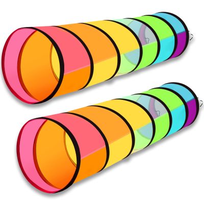 Hovinke Kids Play Tunnel Tent for Toddlers 2 Pack, Colorful Pop Up Tunnel with Breathable Mesh, Crawl Tunnel for Boy and Girl Play Tunnel Indoor and Outdoor