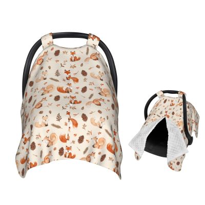 Muishi Adorable Foxes and Leaves Baby Car Seat Canopy Nursing Cover for Newborn Car Seat Breastfeeding Covers Blanket Newborn Shower Gift