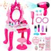 Easface Kids Vanity for Girls, Toddler Makeup Vanity Table and Chair Set Set Toys with Music Light, Pretend Play Princess Dress Up Playset Gift for Toddler Girls 3 4 5 6 Years Old view 1