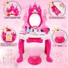 Easface Kids Vanity for Girls, Toddler Makeup Vanity Table and Chair Set Set Toys with Music Light, Pretend Play Princess Dress Up Playset Gift for Toddler Girls 3 4 5 6 Years Old view 2