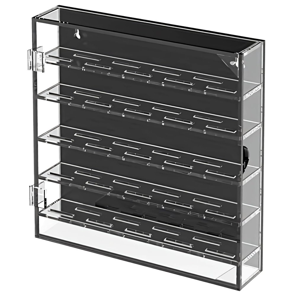 5-Layer Acrylic Coin Holder, Clear Display Case with Black Backing, Detachable Dividers, Hinged Coin Storage Box
