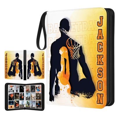 Custom Basketball Card Binder with Name & Number Personalized Sports Trading Card Album Collector Book for Kids, Teens, Boys Gift for Players & Fans (Basketball Player)