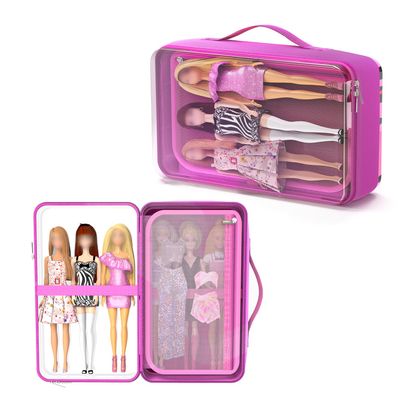 LININYHAO Carrying Case Compatible with Barbie Dolls 12-Inch,Case to Hold Dolls and Clothes, Much Pocket for Dolls Clothes, Accessories, Fits 6 Dolls & Accessories,Bag Only (5-transparent)