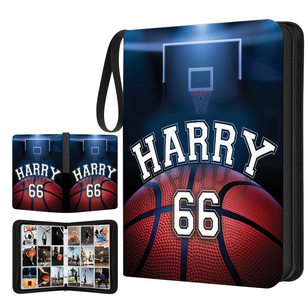 Custom Basketball Card Binder with Name & Number  Personalized Sports Trading Card Album  Collector Book for Kids, Teens, Boys  Gift for Players & Fans (Love Basketball)