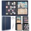 Lewtemi Stamp Collecting Albums Set Stamp Collection Book Include 20 Pages Album Binder Tweezer and Loop Magnifier Collecting Supplies for Collectors(Blue,1/2/3/4 Rows) view 1