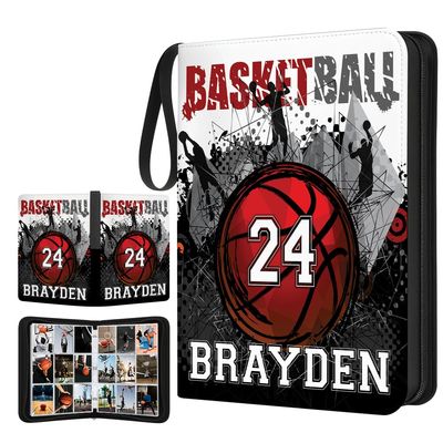Personalized Basketball Card Binder with Name & Number  Sport Trading Card Album for Kids  Custom Sports Card Collector Book  Gifts for Boys, Teens, Players, Fans (Cool Basketball)