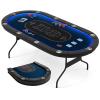 Goplus 84" Foldable Poker Table with LED Lights, 10 Players Card Board Game Table w/Casino Grade Felt, Steel Cup Holder, Padded Rails, for Texas Hold'em, Blackjack, No Assembly Required (Blue) view 1