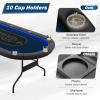 Goplus 84" Foldable Poker Table with LED Lights, 10 Players Card Board Game Table w/Casino Grade Felt, Steel Cup Holder, Padded Rails, for Texas Hold'em, Blackjack, No Assembly Required (Blue) view 4