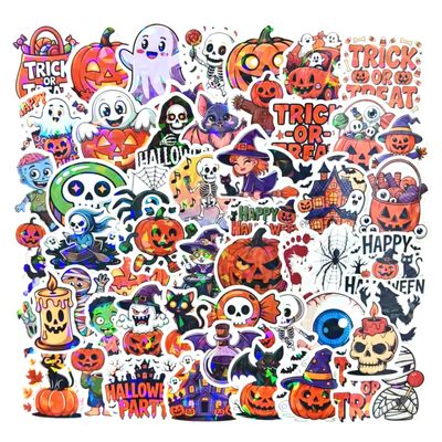 100PCS Halloween Pumpkin Theme Stickers, Vinyl Eco-Friendly Spooky Stickers, Halloween Goodie Bag Stuffers, Party Favors Decorations.