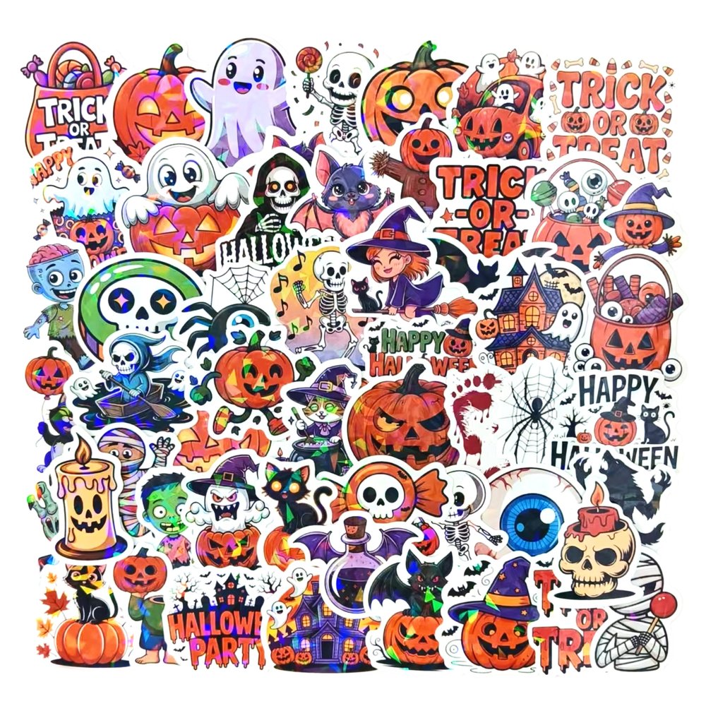 100PCS Halloween Pumpkin Theme Stickers, Vinyl Eco-Friendly Spooky Stickers, Halloween Goodie Bag Stuffers, Party Favors Decorations.