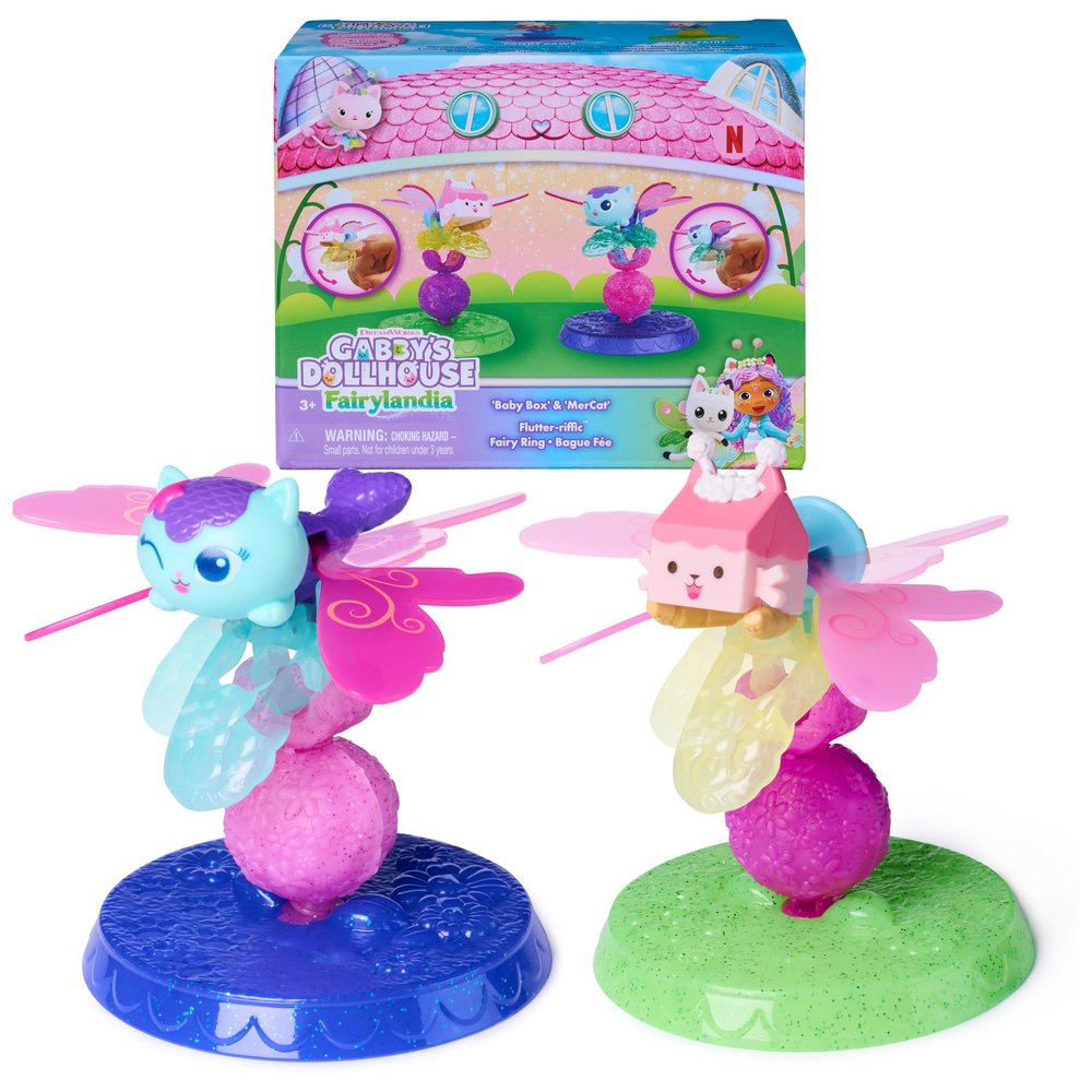 Gabby's Dollhouse Fairylandia, Baby Box & Mercat Fairy Rings 2-Pack Set