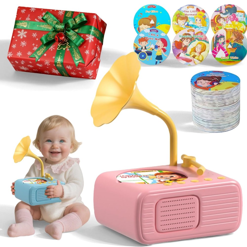 Toddler Record Player with 104 Cards (96+8 Recordable) | Kids Phonograph & Storytelling Machine | Screen-Free Learning Toy for Ages 3+