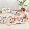 Comfy Cubs 100-Piece Wooden Train Set for Toddlers Ages 1+, Fun & Eco Friendly Toddler Train Set with Wooden Toy Tracks - Creative Toy Town Promoting Imaginative Play with Flexible Configuration view 1