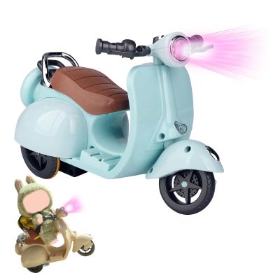 WNRTSA Scooter for Dolls Accessories, Cute Light-Up and Musical Seat with 360 Rotation, Cute Motorcycle for Dolls Perfect for Doll Collectors, Batteries Not Included (Blue)