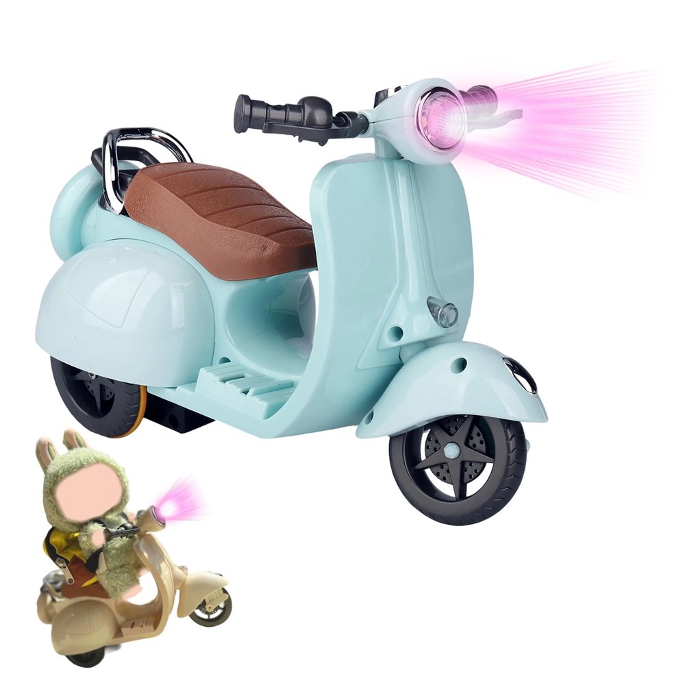 WNRTSA Scooter for Dolls Accessories, Cute Light-Up and Musical Seat with 360 Rotation, Cute Motorcycle for Dolls Perfect for Doll Collectors, Batteries Not Included (Blue)