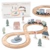 Comfy Cubs 30-Piece Wooden Train Set for Toddlers Ages 1+, Fun & Eco Friendly Toddler Train Set with Wooden Toy Tracks - Creative Toy Town Promoting Imaginative Play with Flexible Configuration view 1