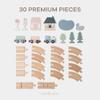 Comfy Cubs 30-Piece Wooden Train Set for Toddlers Ages 1+, Fun & Eco Friendly Toddler Train Set with Wooden Toy Tracks - Creative Toy Town Promoting Imaginative Play with Flexible Configuration view 3