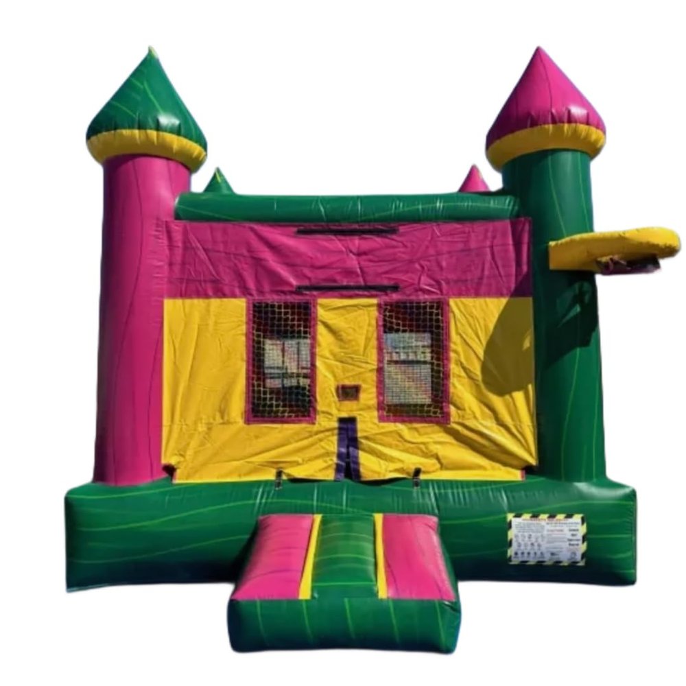 Standard Unit Castle, Commercial-Grade Inflatable Bounce House for Outdoor Events, Includes Air Blower & Stakes