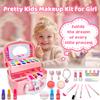 Kids Makeup Kit for Girl, 50PCS Safe and Washable Real Play Make Up Set, Beauty Vanity Set Cosmetic Case with Mirror, Princess Dress up Toys Birthday Gifts for Girls 4 5 6 7 8 9 10 11 12 Year Old view 2