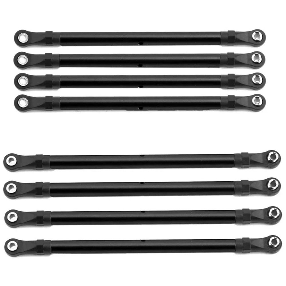 8 PCS Aluminum Alloy RC Link Rod Linkage Set 313MM Wheelbase for 1/10 for AXIAL SCX10 90046 TRX4 RC Crawler Car Accessories(Black)