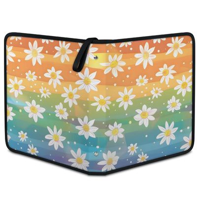 Zestdesign Trading Card Binder Rainbow Daisy 9 Pocket Cards Collection Binder Premium 900 Double Sided Pocket Cute Floral Card Folder Albums for Sports Game Cards with Sleeves
