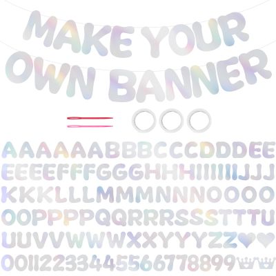 116PCS DIY Banner Customizable Birthday Banners Graduation Banner Custom Party Hanging Banner 111 Letters and Numbers, 3 Rope, 2 Threading Devices for Graduation Dazzling