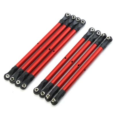 8 PCS Aluminum Alloy RC Link Rod Linkage Set 313MM Wheelbase for 1/10 for AXIAL SCX10 90046 TRX4 RC Crawler Car Accessories(Red)