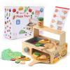 50PCS Wooden Pizza Toy, Pizza Counter Playset with Bake Oven, Kitchen Play Food and Accessories for Kids, Montessori Pretend Play Toys for Boys Girls Age 3+ view 1