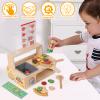 50PCS Wooden Pizza Toy, Pizza Counter Playset with Bake Oven, Kitchen Play Food and Accessories for Kids, Montessori Pretend Play Toys for Boys Girls Age 3+ view 2