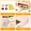 50PCS Wooden Pizza Toy, Pizza Counter Playset with Bake Oven, Kitchen Play Food and Accessories for Kids, Montessori Pretend Play Toys for Boys Girls Age 3+ view 4