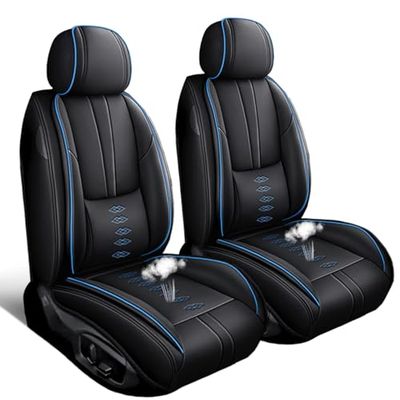 SOUIPA Car Seat Covers 2 Seats Fit for Mercedes-Benz GLE 580 2020-2024 2025,Waterproof Leather Seat Covers,Airbag Compatible,Car Seat Protectors Interior Sets(Front Set,Black&Blue)